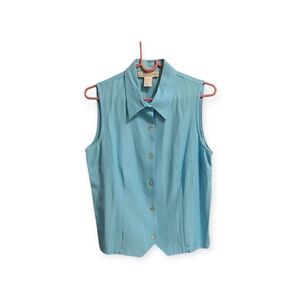DressBarn Aqua Sleeveless Button-Down Shirt